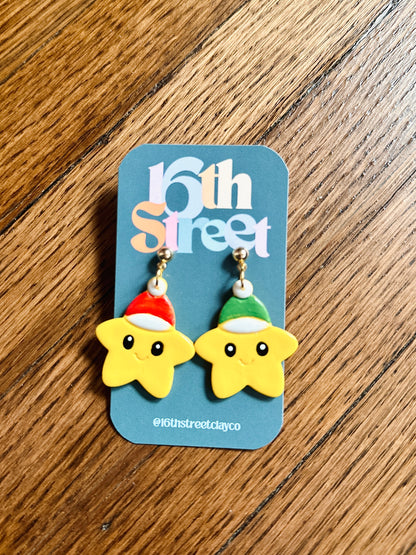 Happy Star Dangles | Handmade Polymer Clay Earrings