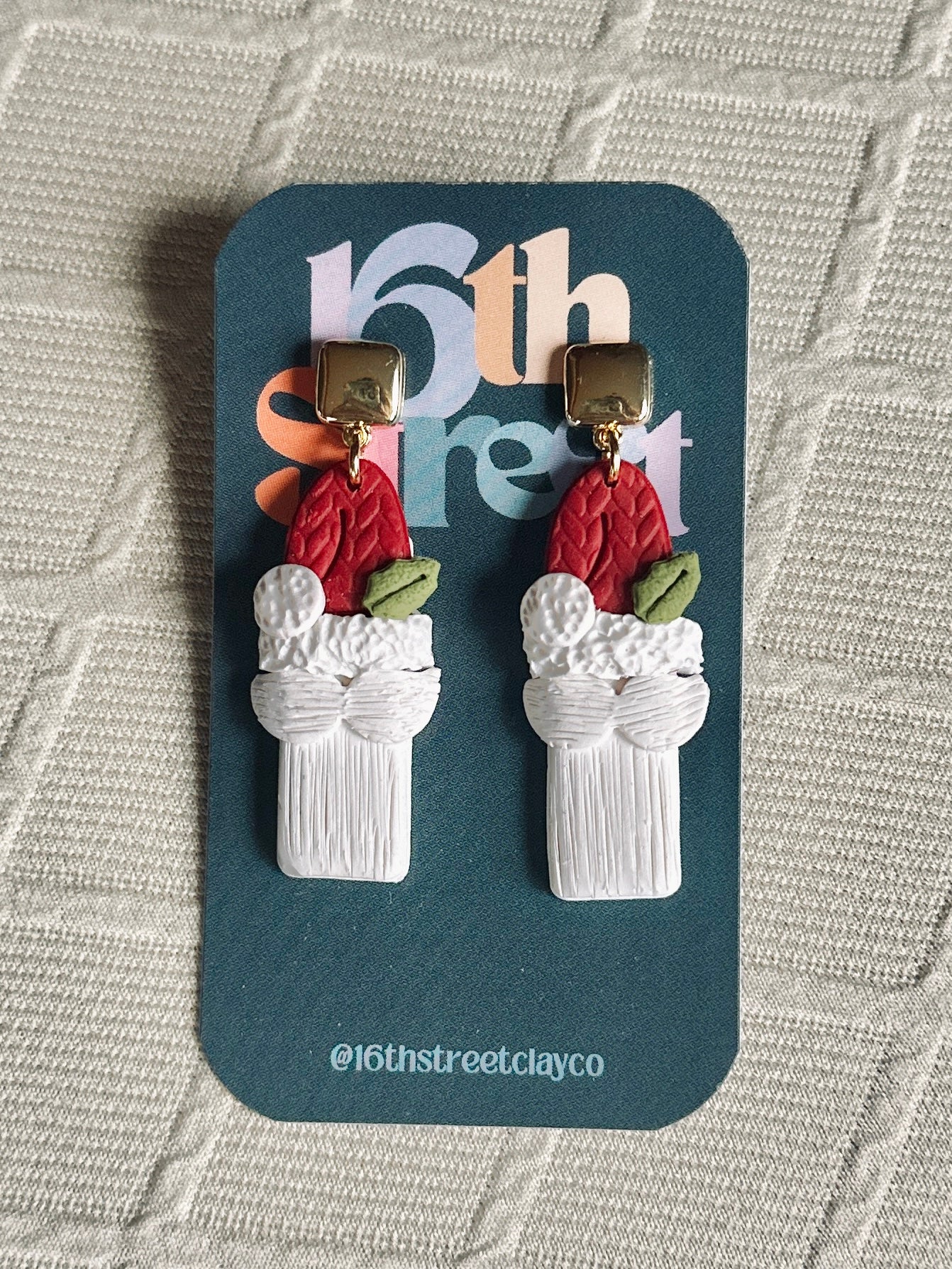Craft Show Santa Dangles | Handmade Polymer Clay Earrings