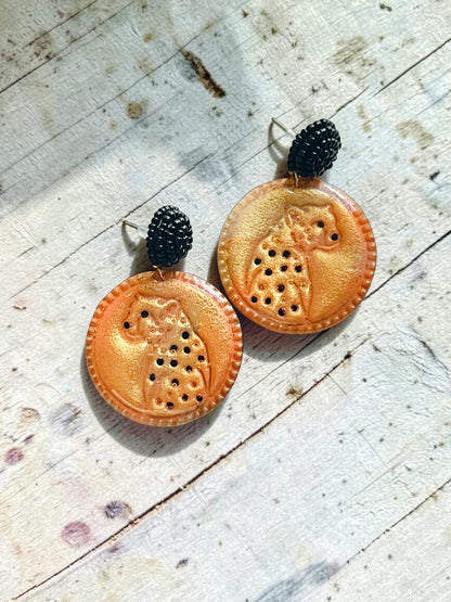 Leopard Dangles | Handmade Polymer Clay Earrings