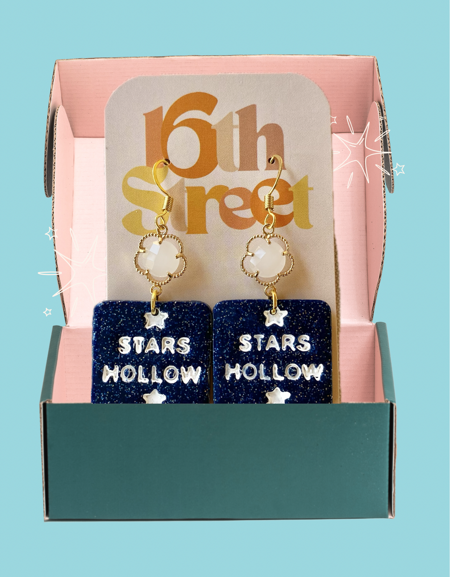 Assorted Stars Hollow Dangles | Handmade Polymer Clay Earrings