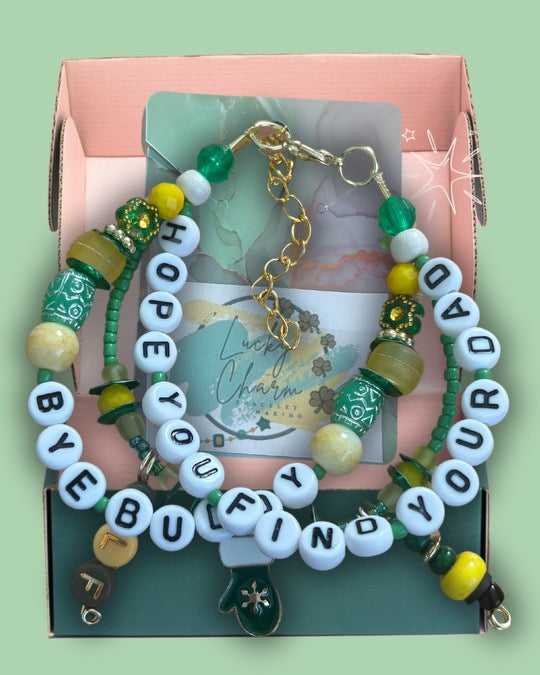 “Bye Buddy—Hope You Find Your Dad!”  Friendship Bracelet | Lucky Charm Bracelet Making