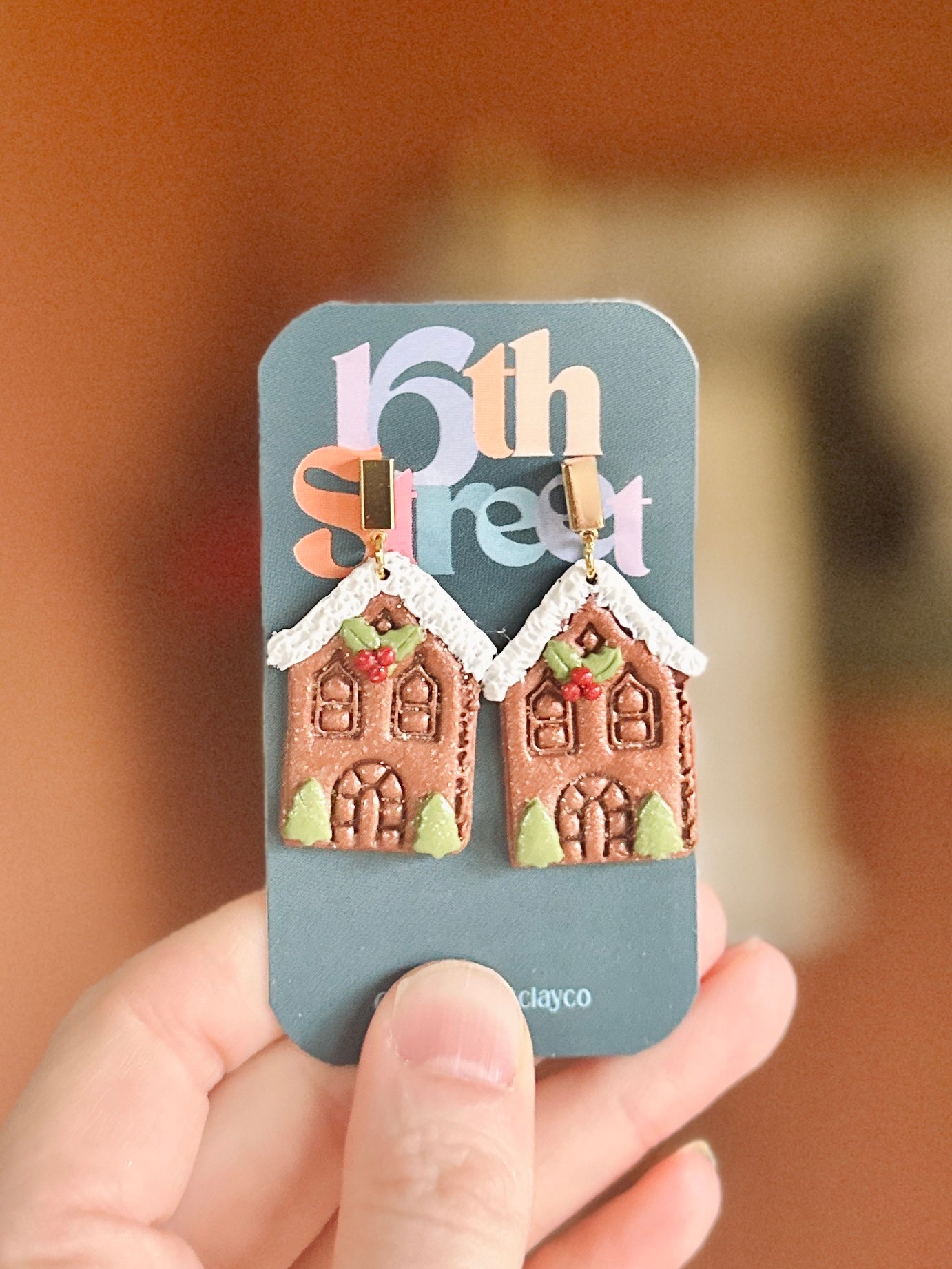 Gingerbread Lane Dangles | Handmade Polymer Clay Earrings