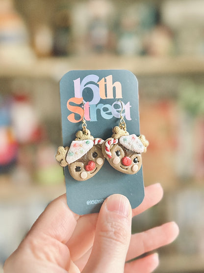A Cup of Reindeer Cheer Dangles | Handmade Polymer Clay Earrings