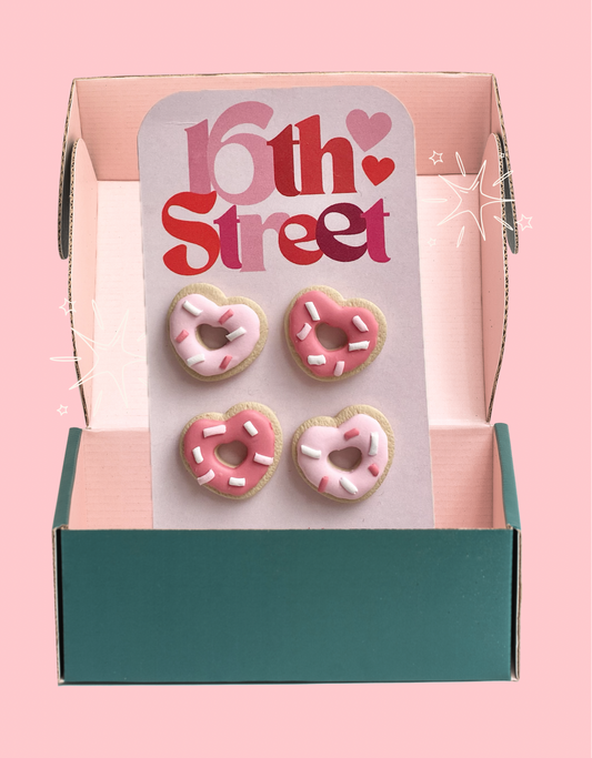 Donut Heart Stud Pack | Handmade Polymer Clay Earrings