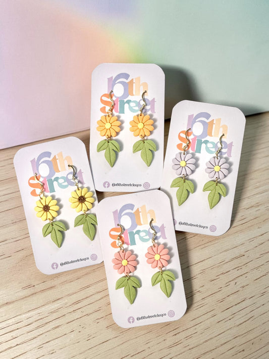 Assorted Daisy Dangles | Handmade Polymer Clay Earrings