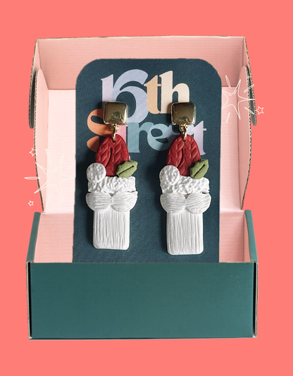 Craft Show Santa Dangles | Handmade Polymer Clay Earrings