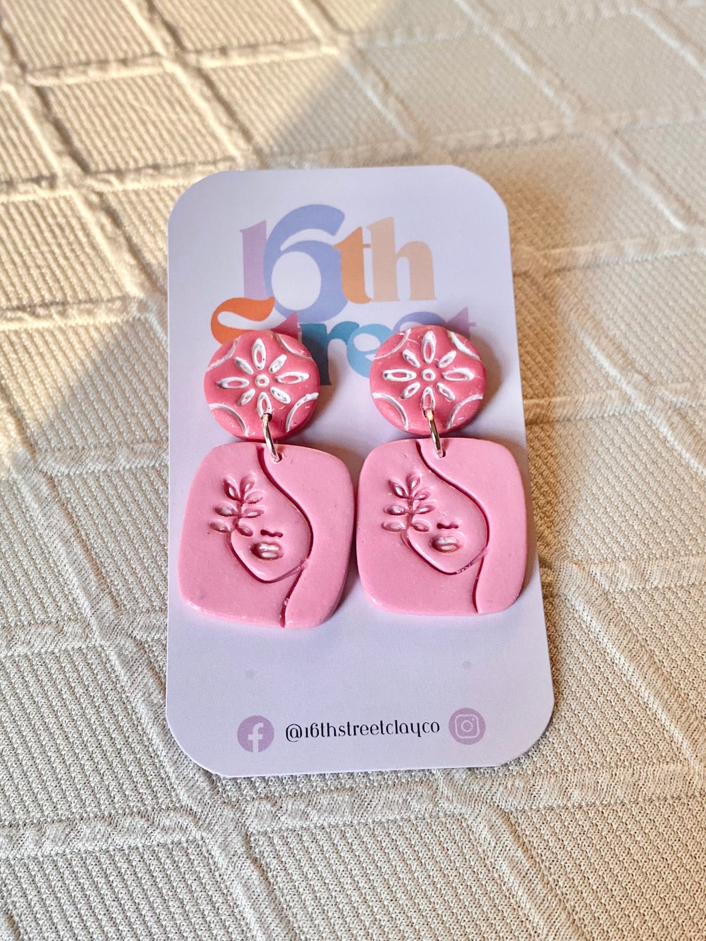 Survivor Face Dangles for Breast Cancer Awareness | Handmade Polymer Clay Earrings