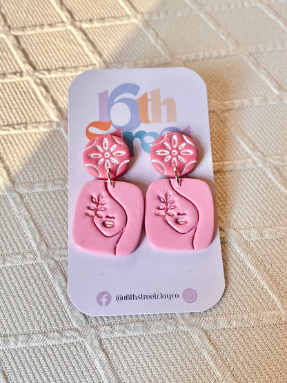 Survivor Face Dangles for Breast Cancer Awareness | Handmade Polymer Clay Earrings