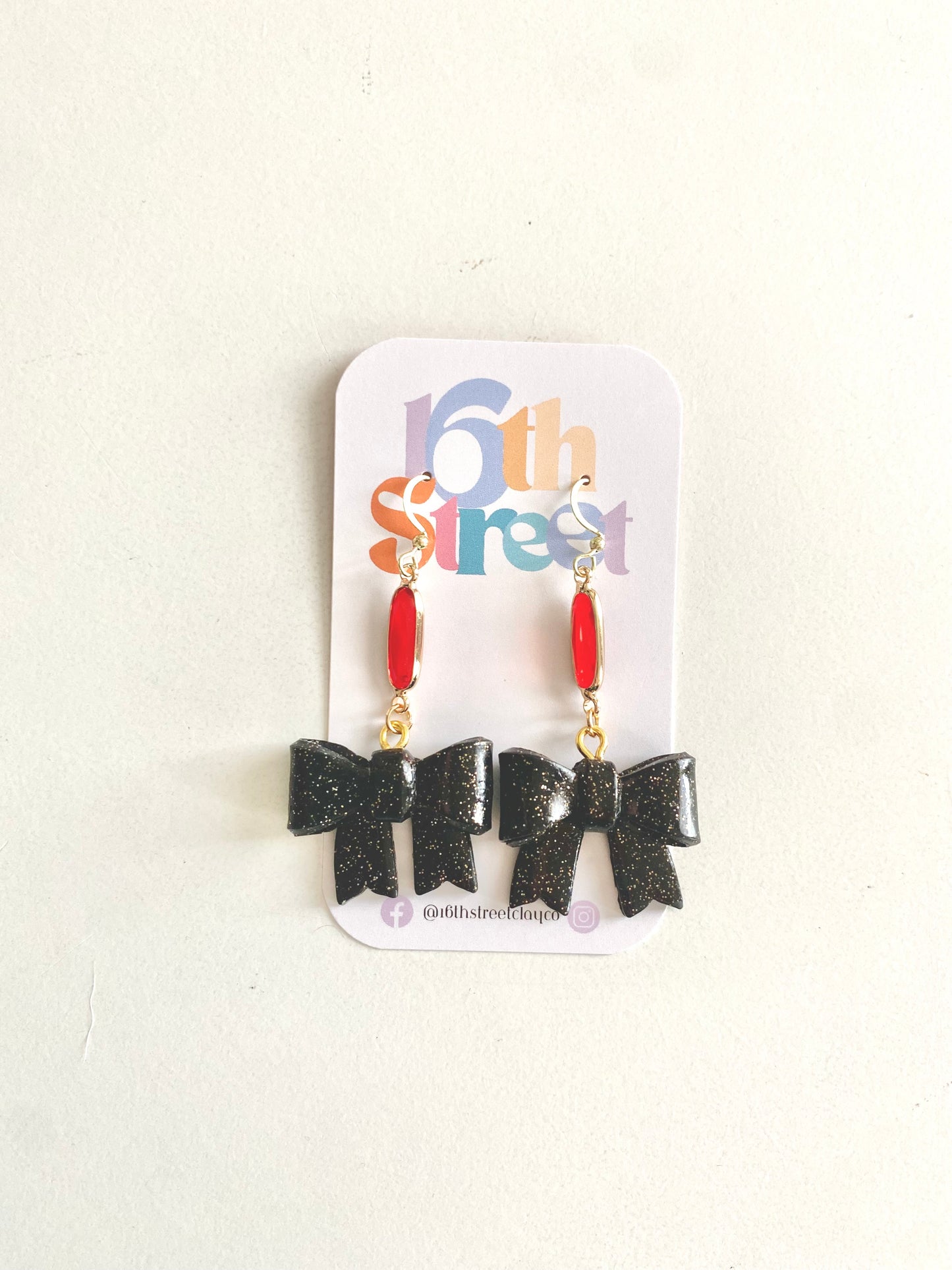 Black Bow Dangles | Taylor Swift Inspired Handmade Polymer Clay Earrings