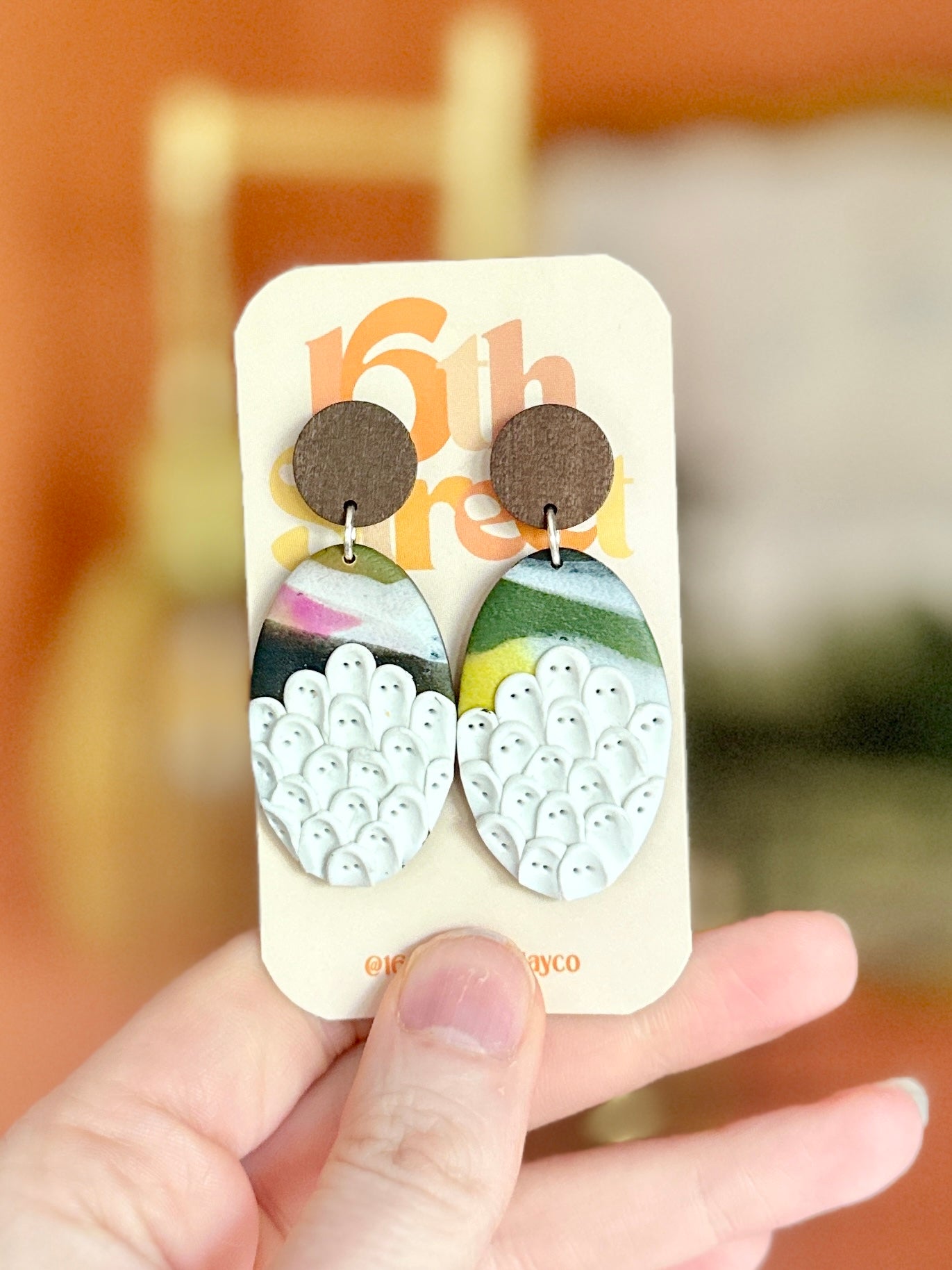 Ghost Portrait Dangles | Handmade Polymer Clay Earrings