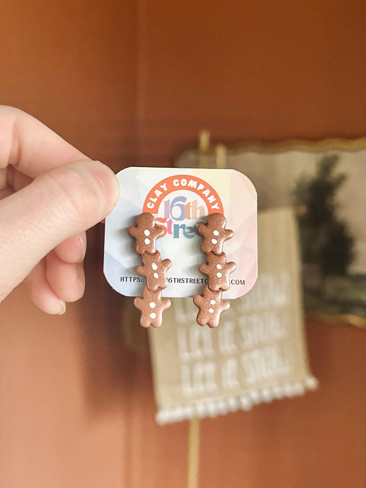 Gingerbread Stack Studs | Handmade Polymer Clay Earrings