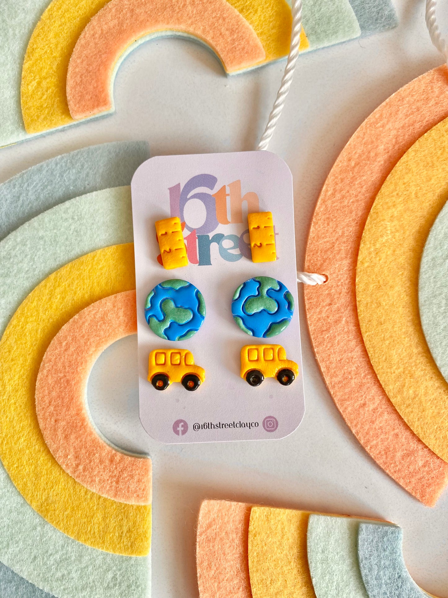 Kid Meets World Studs | Handmade Polymer Clay Earrings