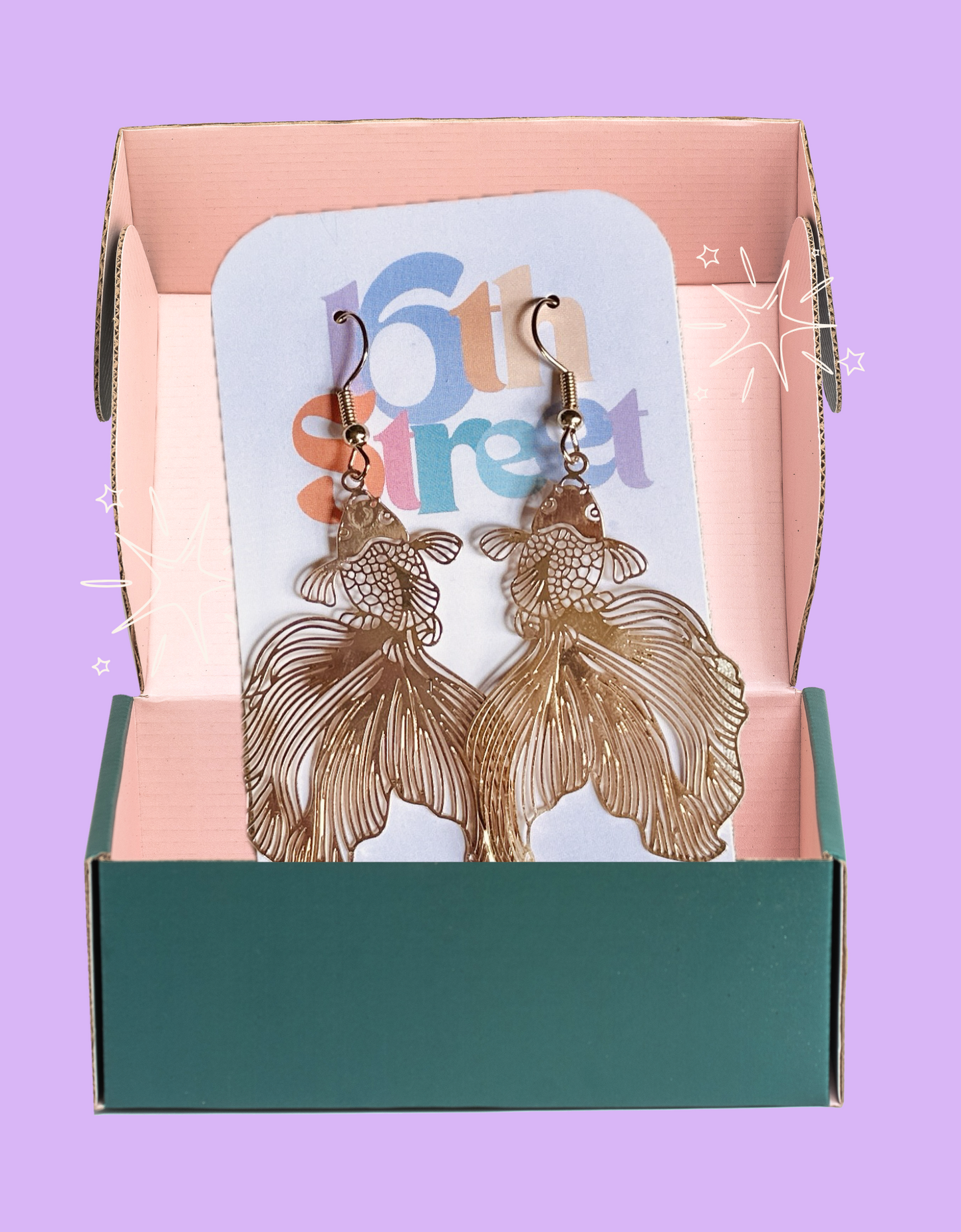 Golden Fishy Dangles | Metal Earrings