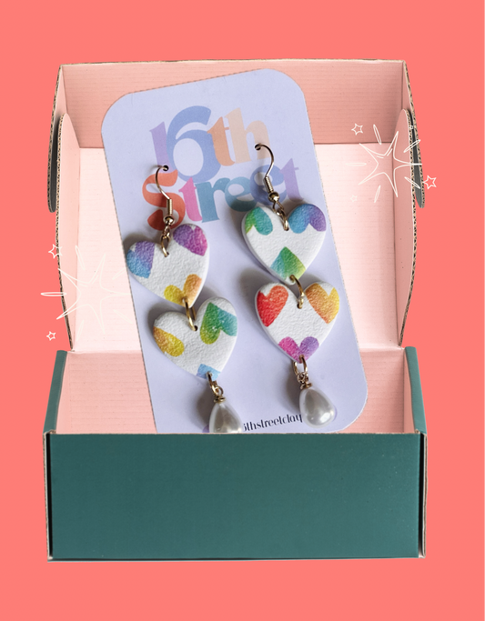 Heart Dangles | Handmade Polymer Clay Earrings