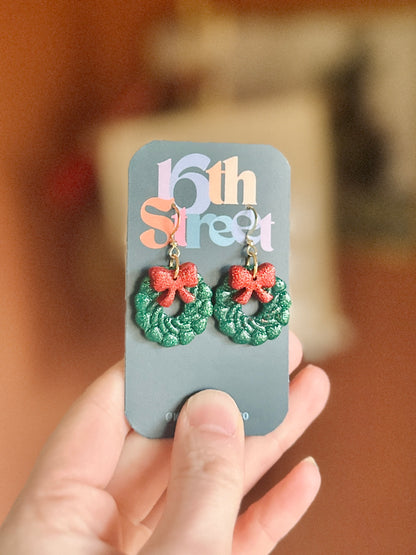 Wreath Dangles | Handmade Polymer Clay Earrings