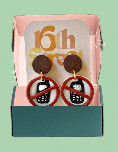 No Phones Allowed Dangles | Handmade Polymer Clay Earrings