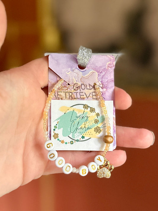 Good Boy (Golden Retriever Inspired) Bracelet | Lucky Charm Bracelet Making
