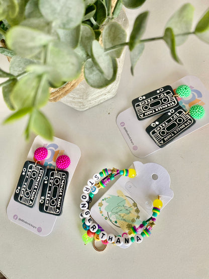 90s Trend Cassette Tape Dangles | Taylor Swift Inspired Handmade Polymer Clay Earrings