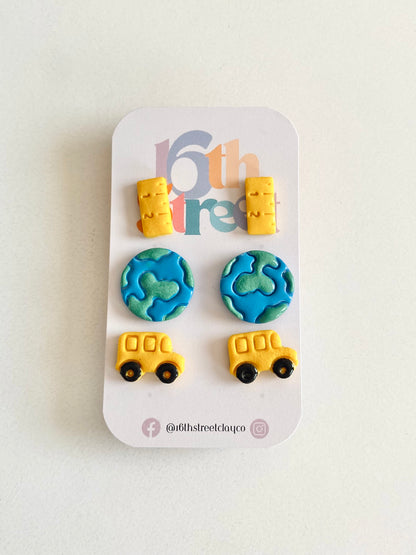 Kid Meets World Studs | Handmade Polymer Clay Earrings