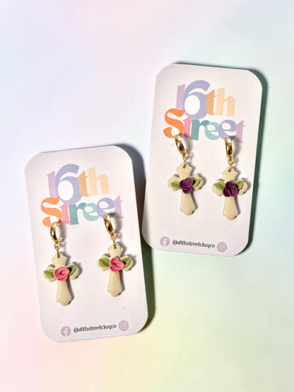 Assorted Cross Dangles | Handmade Polymer Clay Earrings