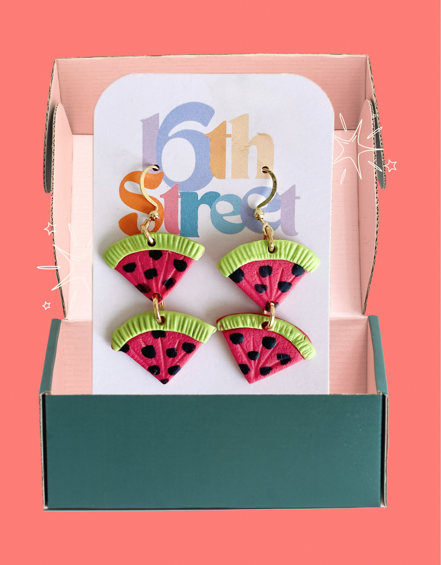 Watermelon Dangles | Handmade Polymer Clay Earrings