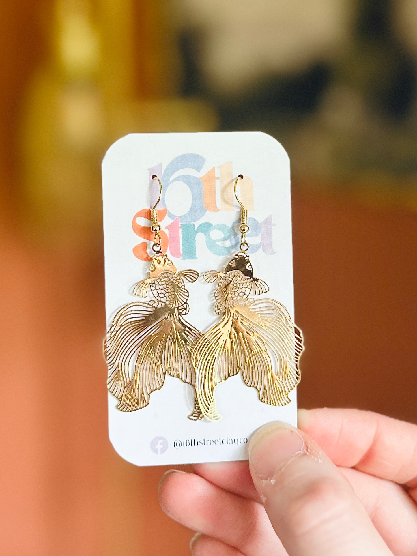 Golden Fishy Dangles | Metal Earrings