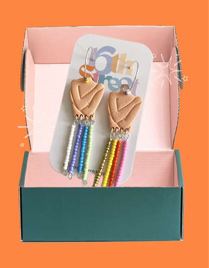 Rainbow Self Love Dangles | Body Positive Handmade Polymer Clay Dangle Earrings