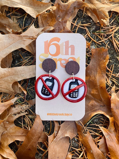 No Phones Allowed Dangles | Handmade Polymer Clay Earrings