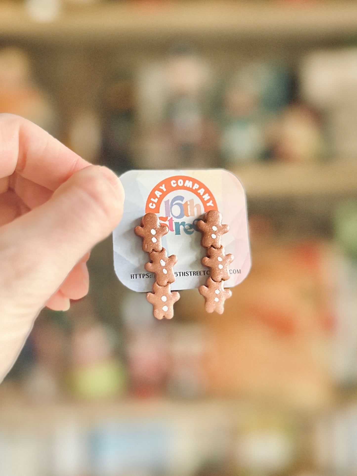 Gingerbread Stack Studs | Handmade Polymer Clay Earrings