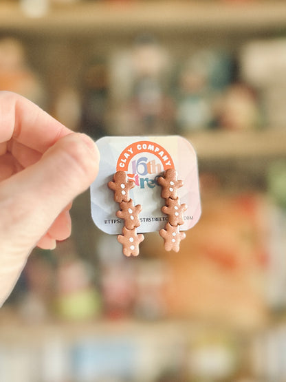 Gingerbread Stack Studs | Handmade Polymer Clay Earrings