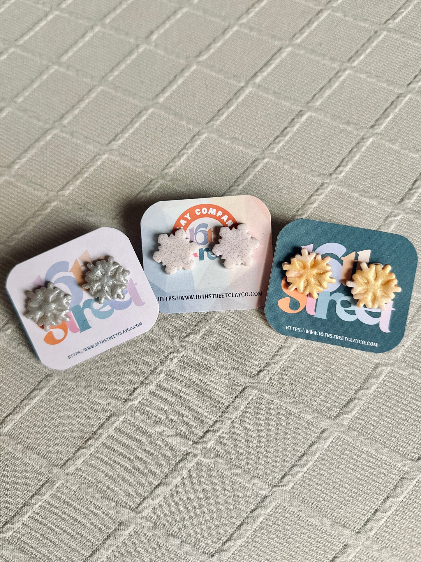 Snowflake Studs | Handmade Polymer Clay Earrings