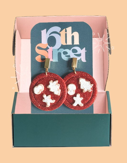 Santa’s Cookie Plate Dangles | Handmade Polymer Clay Earrings