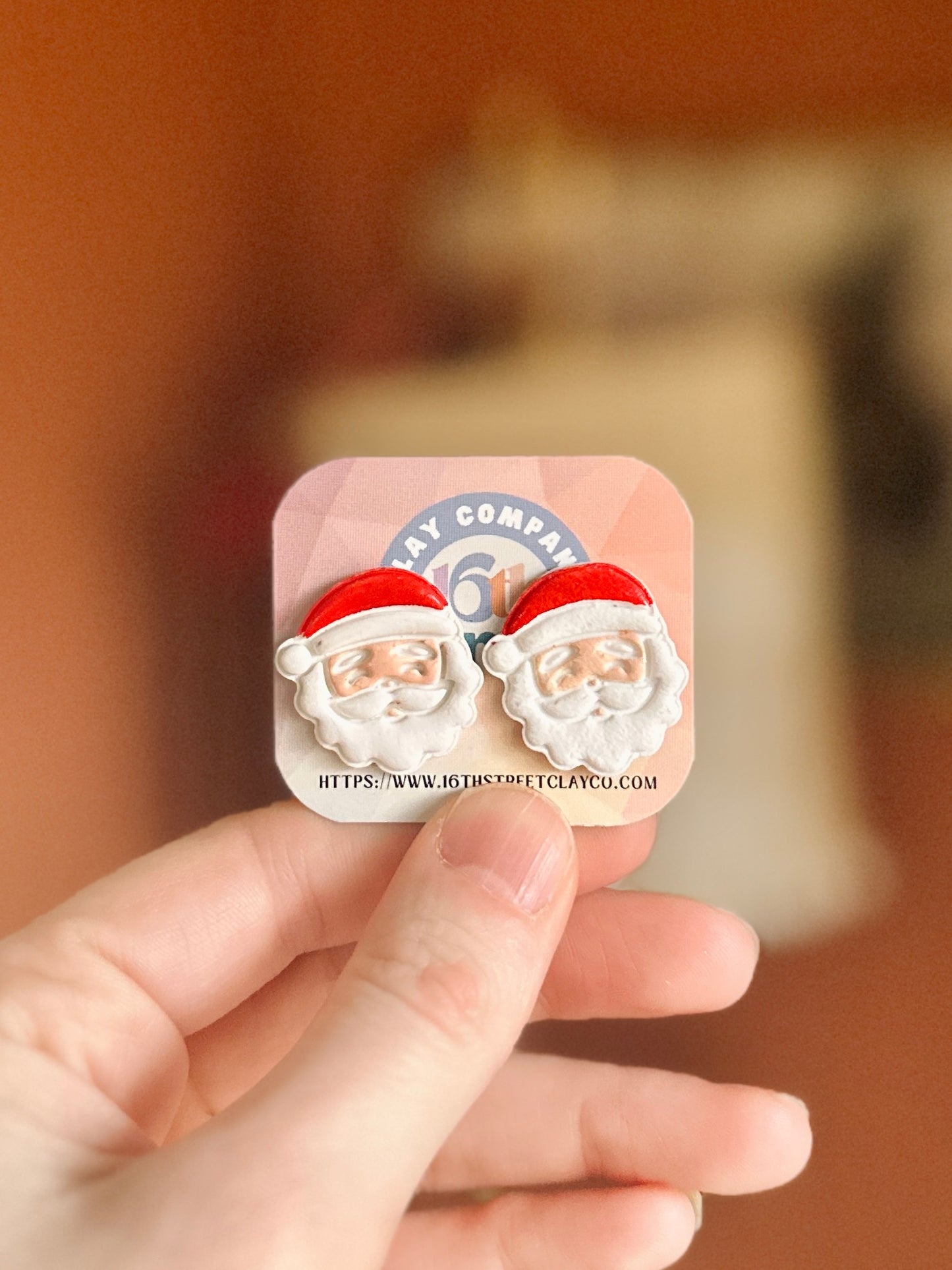 Mr. And Mrs. Kringle Studs | Handmade Polymer Clay Earrings