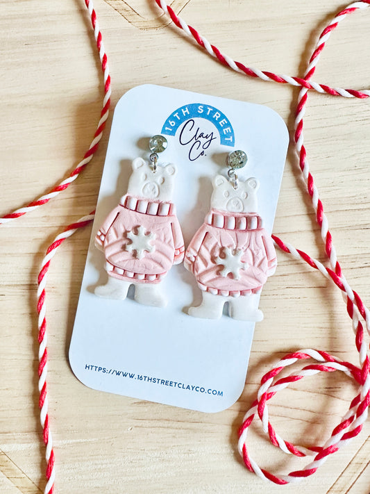 POLAR BEAR | Christmas Inspired Handmade Polymer Clay Earrings