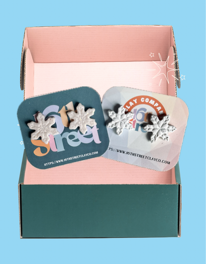 Snowflake Studs | Handmade Polymer Clay Earrings