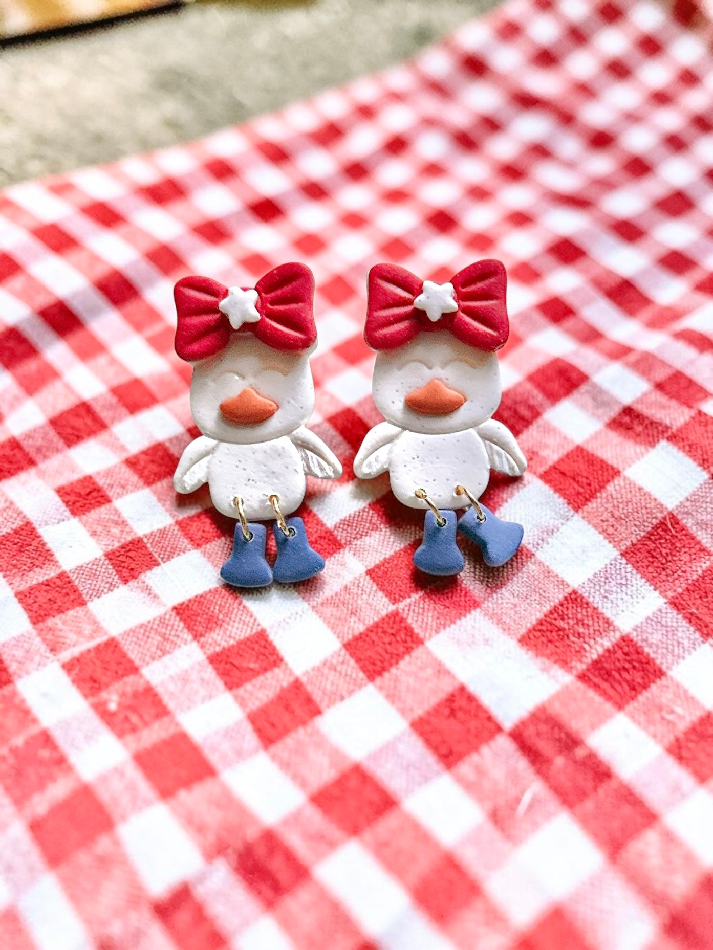 Pretty Ducky Dangles | Handmade Polymer Clay Earrings