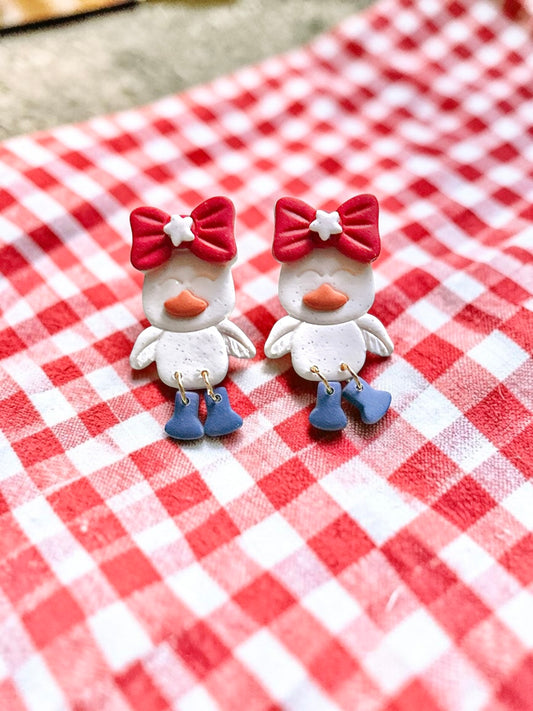 Pretty Ducky Dangles | Handmade Polymer Clay Earrings