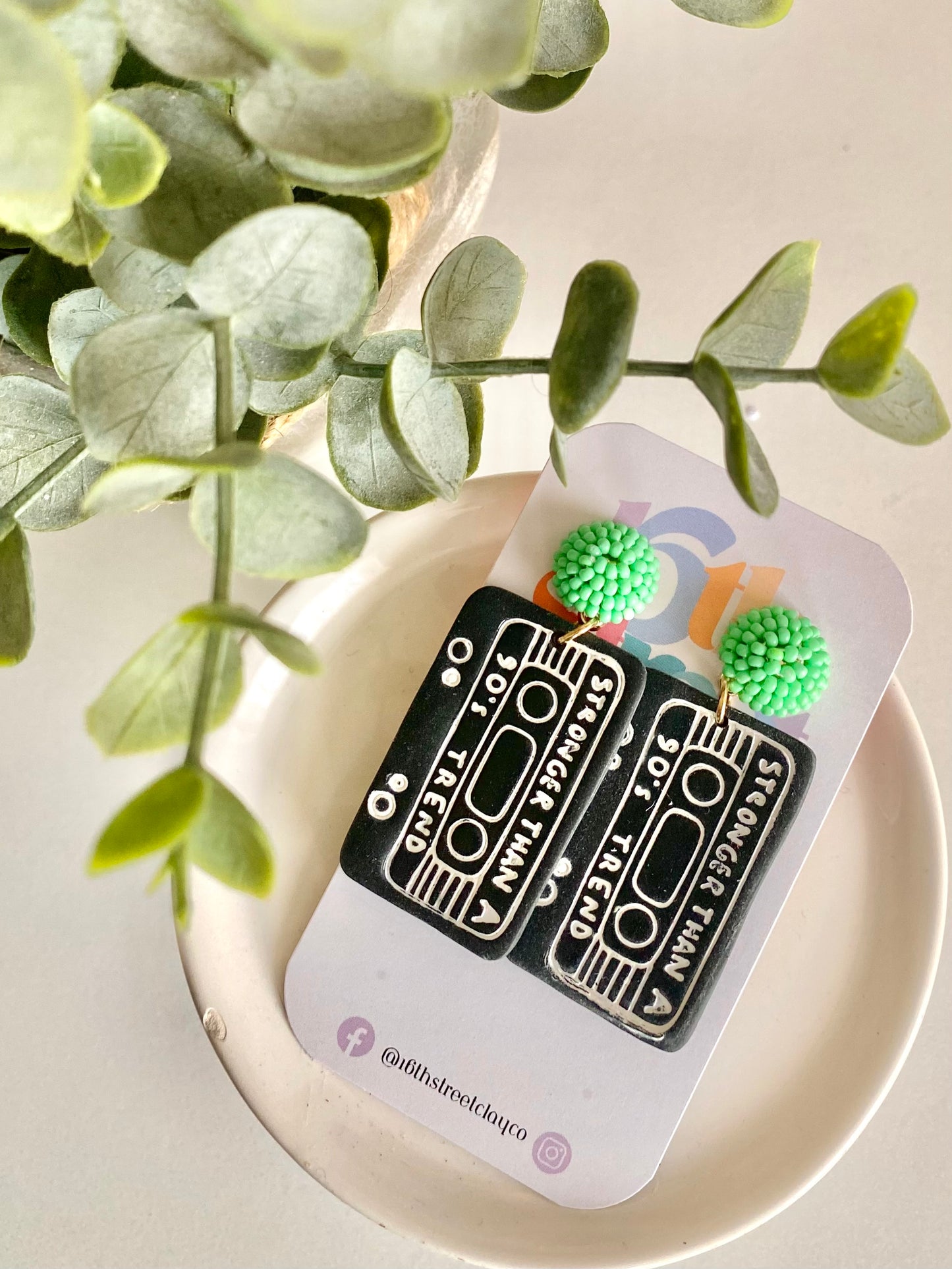 90s Trend Cassette Tape Dangles | Taylor Swift Inspired Handmade Polymer Clay Earrings