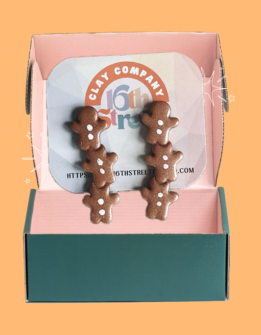 Gingerbread Stack Studs | Handmade Polymer Clay Earrings