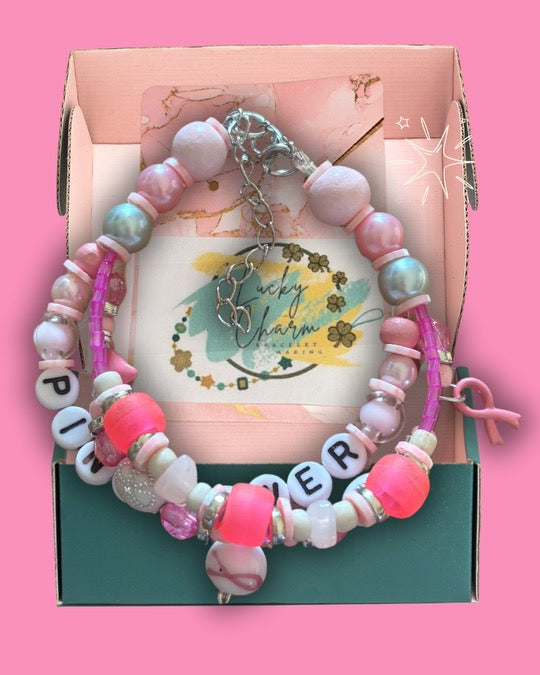 ‘Pink Power’ Friendship Bracelet for Breast Cancer Awareness | Lucky Charm Bracelet Making