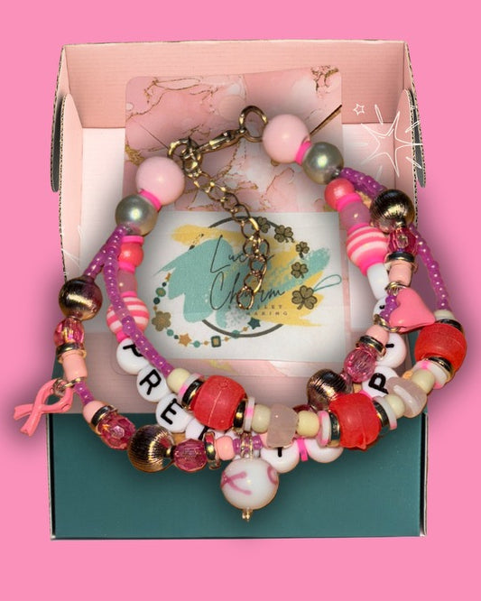 ‘Pretty in Pink’ Friendship Bracelet for Breast Cancer Awareness | Lucky Charm Bracelet Making