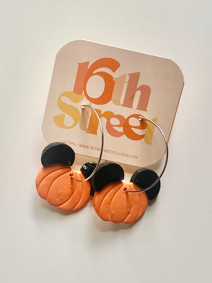 Mouse Pumpkin Dangles | Handmade Polymer Clay Earrings