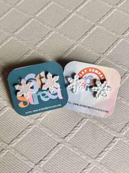 Snowflake Studs | Handmade Polymer Clay Earrings