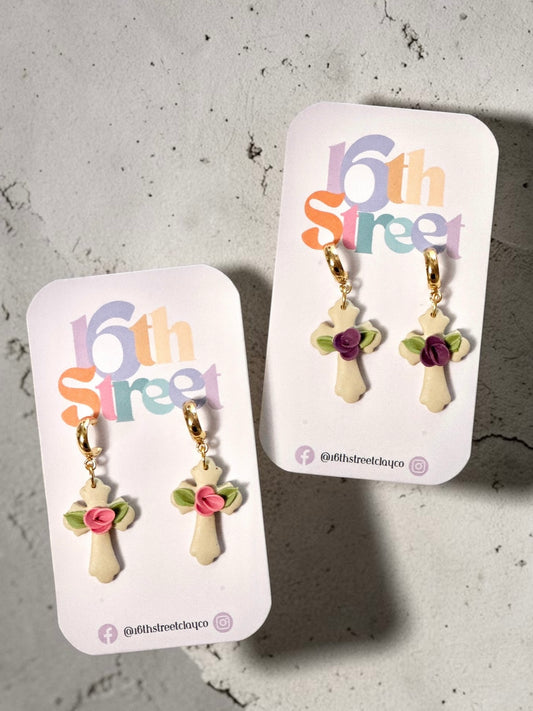 Assorted Cross Dangles | Handmade Polymer Clay Earrings