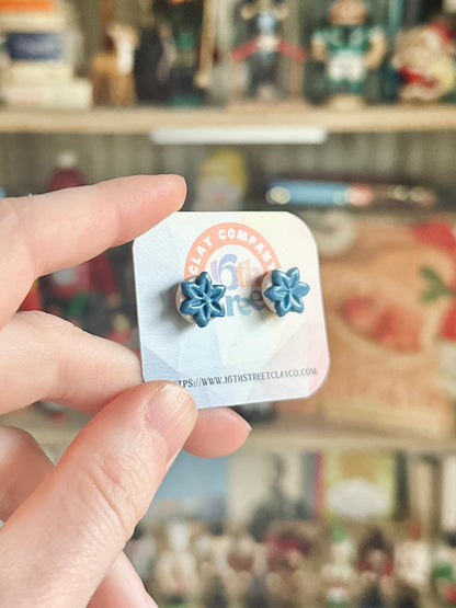 Snowflake Studs | Handmade Polymer Clay Earrings