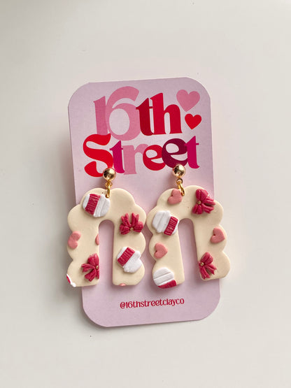 ‘Coffee is my Valentine’ Arch Dangles | Handmade Polymer Clay Earrings