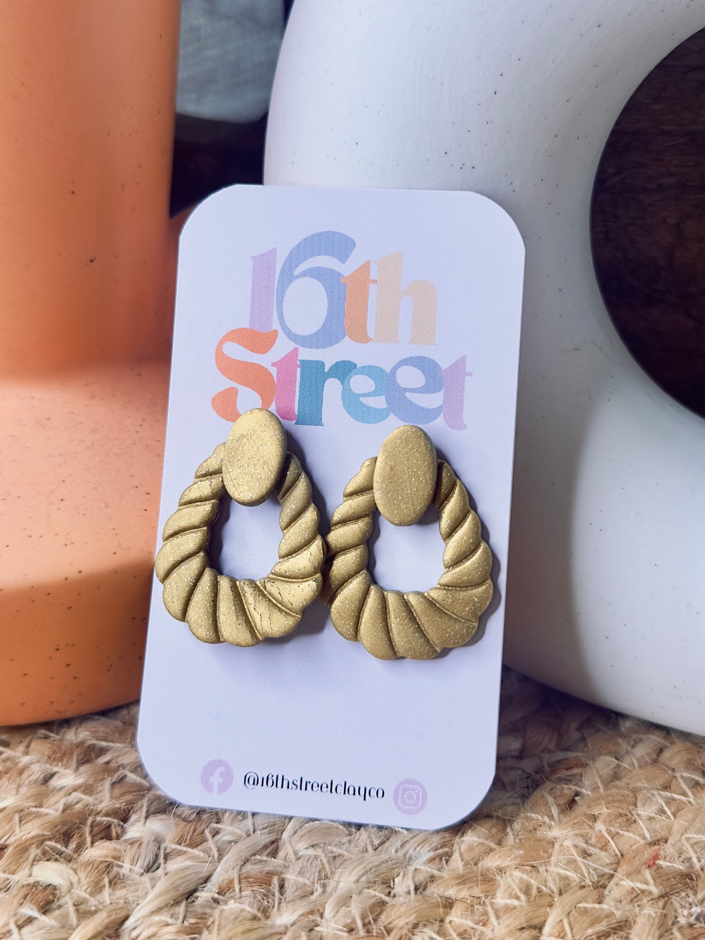 Faux Metal Hoop Dangles | Handmade Polymer Clay Earrings