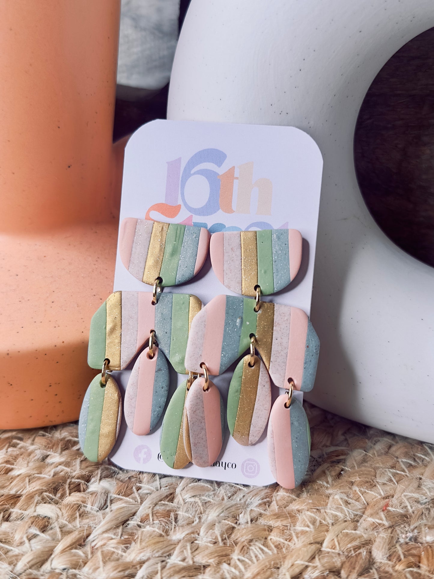 Bold Betty Geometric Dangle | Handmade Polymer Clay Earrings