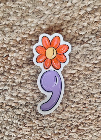 Semi Colon Floral 3” Sticker | Mental Health Inspired Gifts