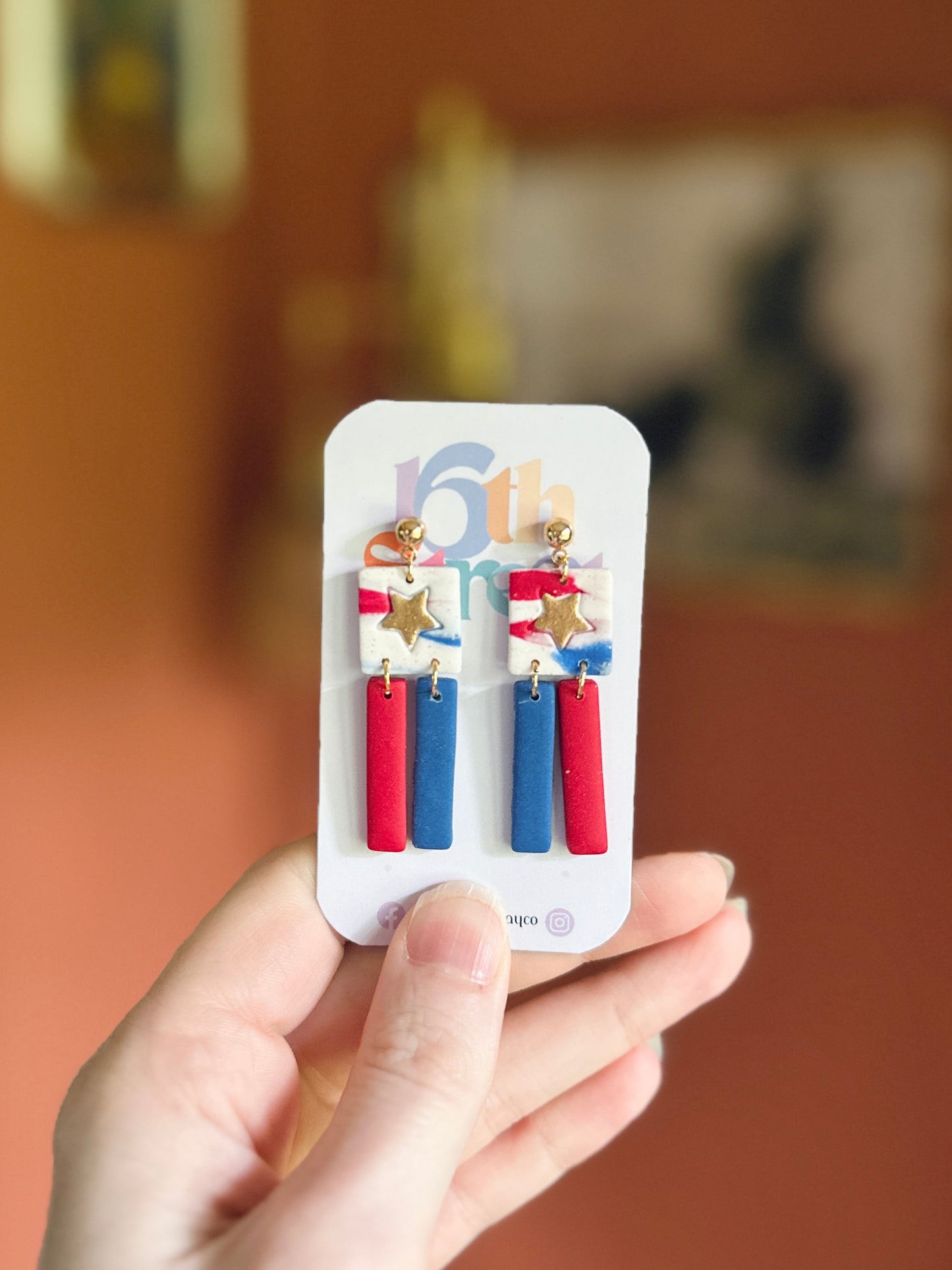 July 4th Dangles | Handmade Polymer Clay Earrings
